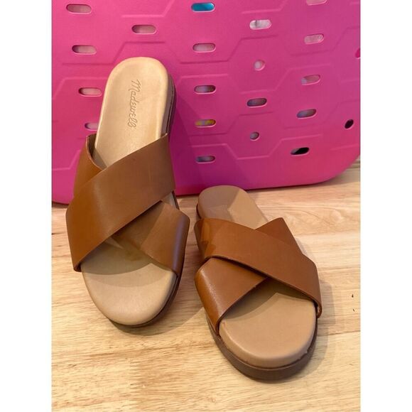 Madewell The Louisa Crisscross Sandals in English Saddle brown sz 8.5 - Picture 1 of 8